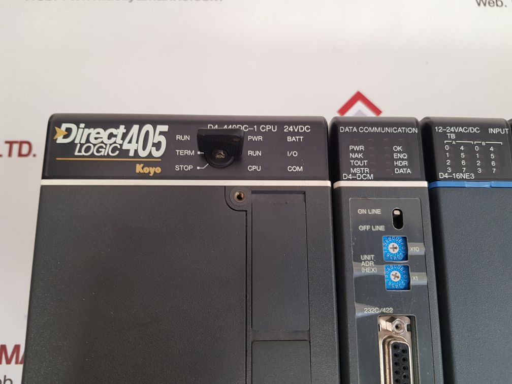 Koyo direct logic 405 d4-440dc-1 cpu,d4-dcm,d4-16ne3m,d4-16td2,f4-08da-1