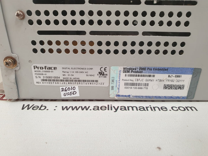 Pro-face 3180005-01 ps2000b-41 cpu  1.1 a 100-240v  ac 50/60 hz