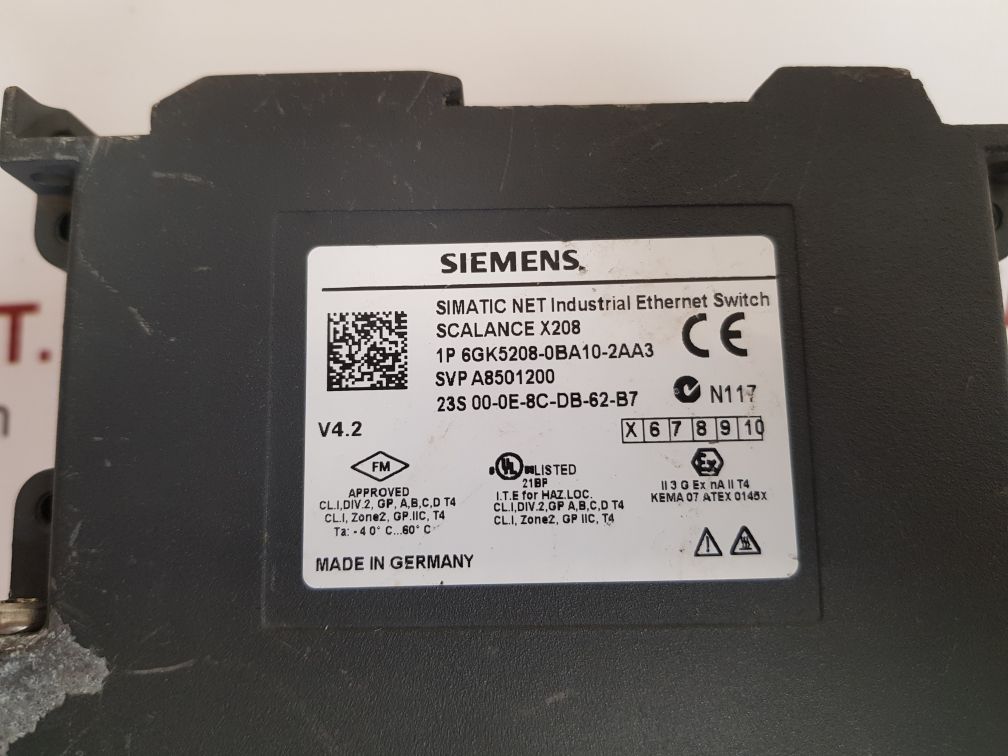 Siemens 6gk5208-0ba10-2aa3 ethernet switch svp a8501200