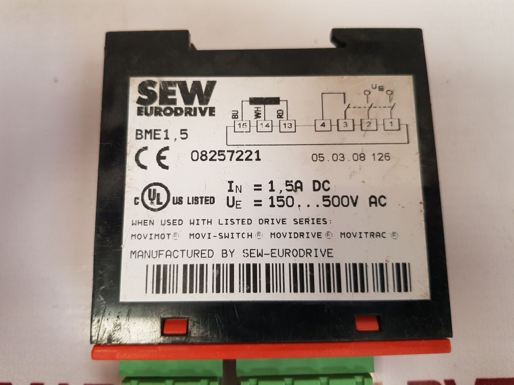 Sew eurodrive bme 1,5 motor brake rectifier 08257221