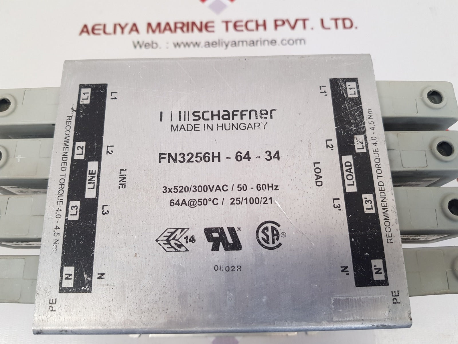 Schaffner fn3256h-64-34 power line filter