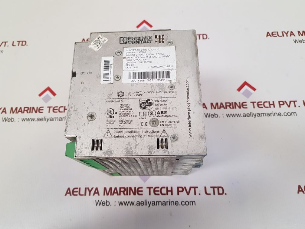 Phoenix contact quint-ps-100-240ac/24dc/20 power supply