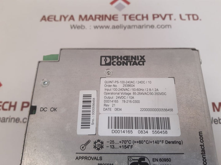 Phoenix contact quint-ps-100-240ac/24dc/10 power supply