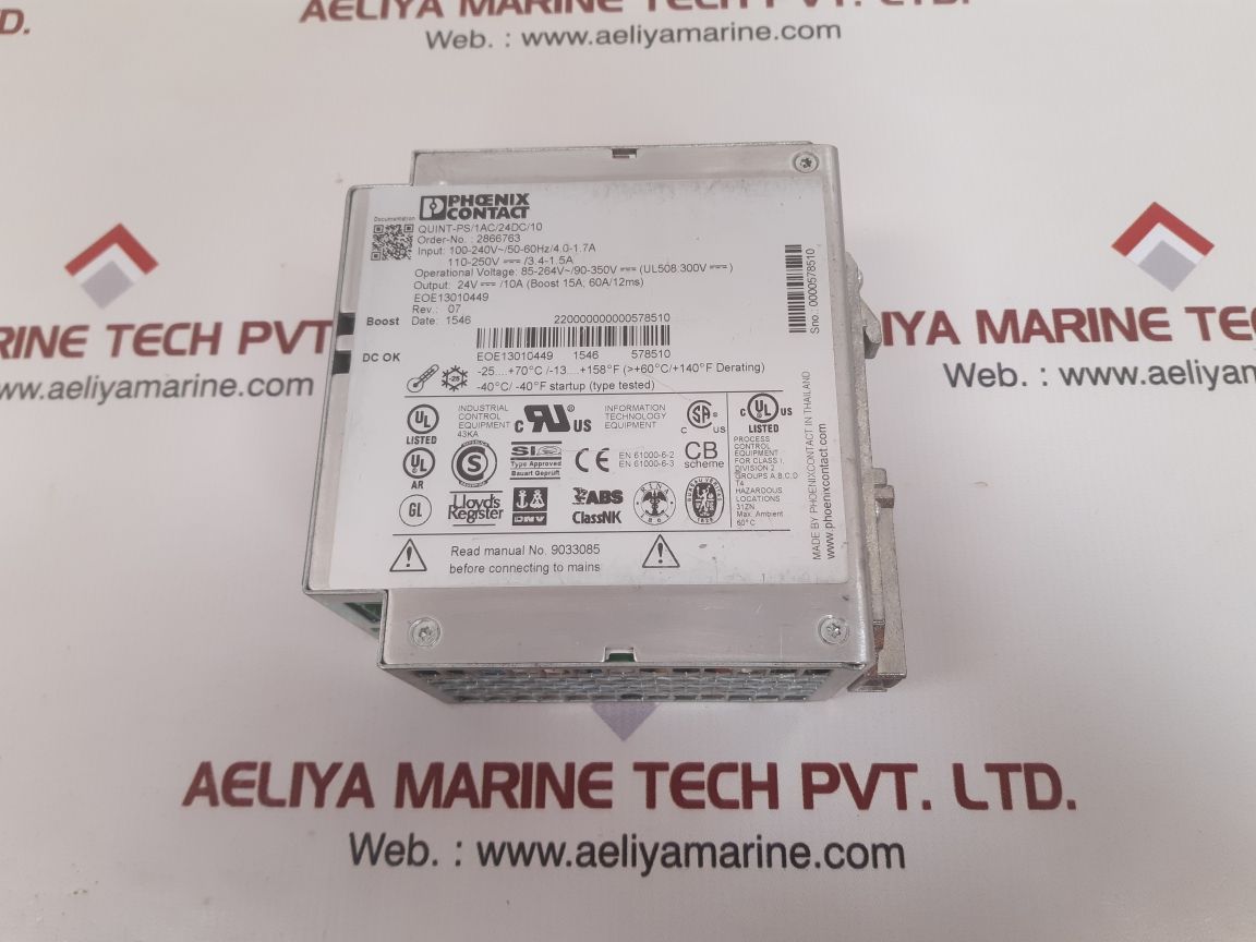 Phoenix contact quint-ps/1ac/24dc/10 quint power supply
