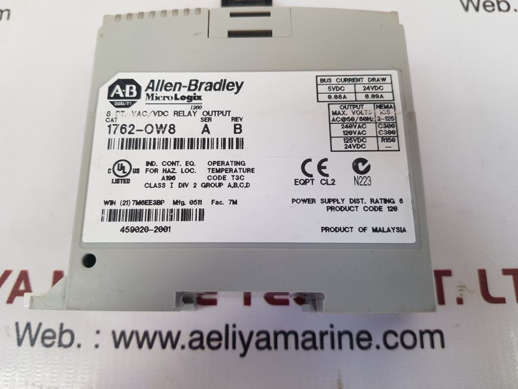 Allen-bradley micrologix 1762-ow8 ser a output relay rev b