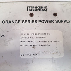 Phoenix contact orange series ps-230ac/24dc/5 power supply