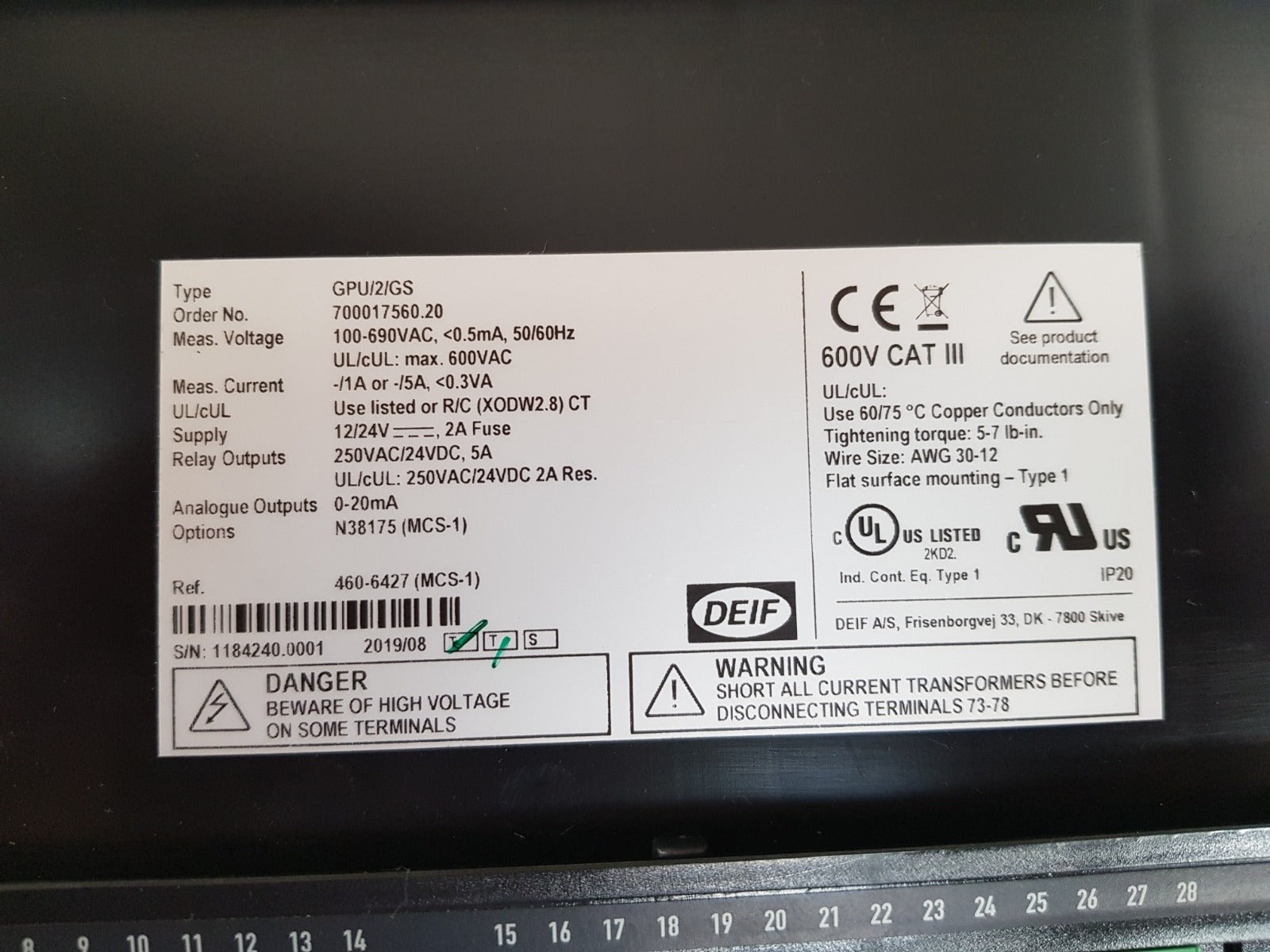deif gpu/2/gs generator paralleling controller