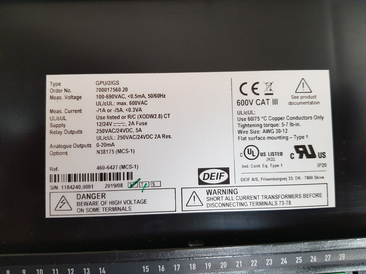 deif gpu/2/gs generator paralleling controller
