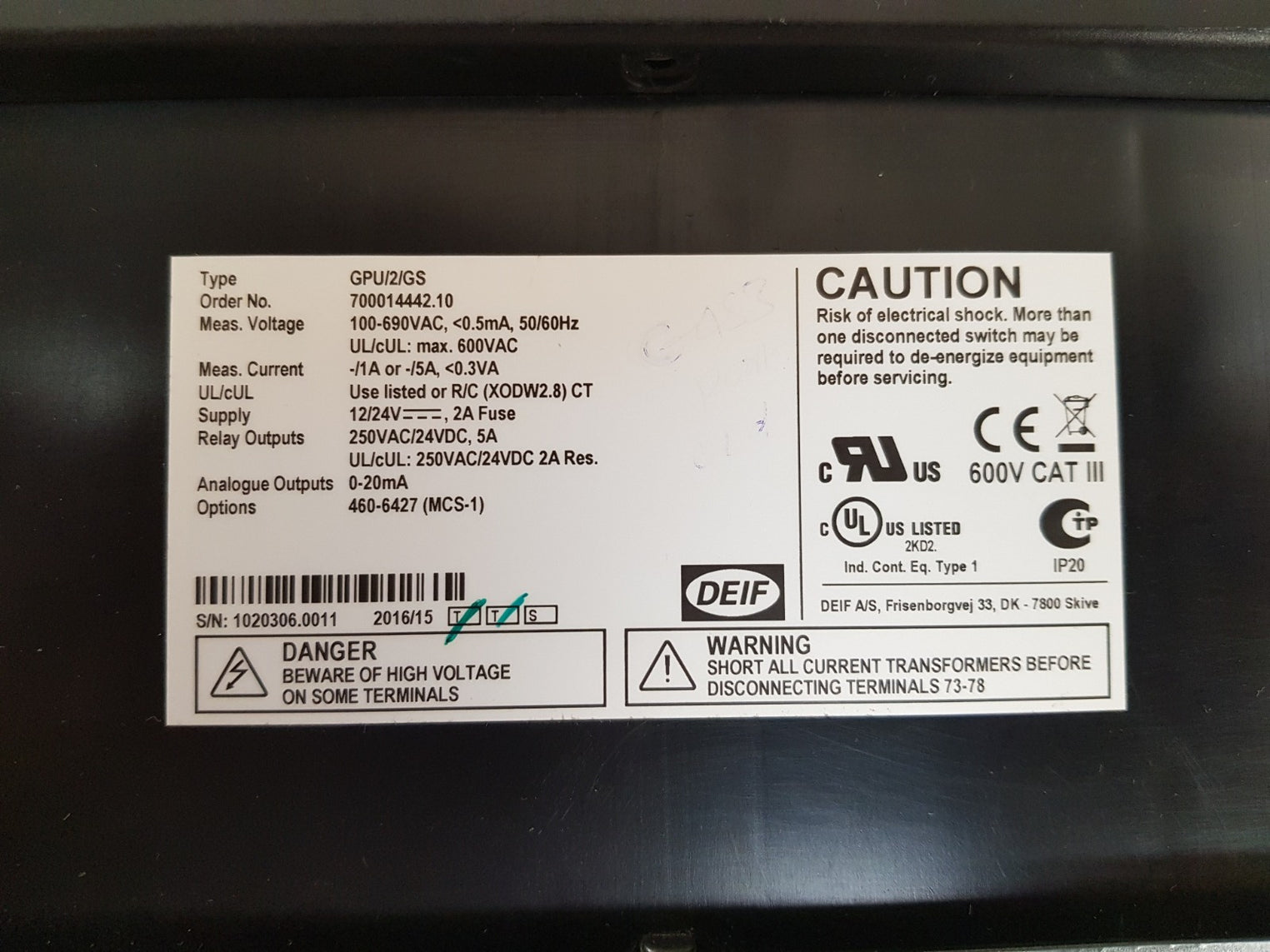 deif gpu/2/gs generator paralleling controller