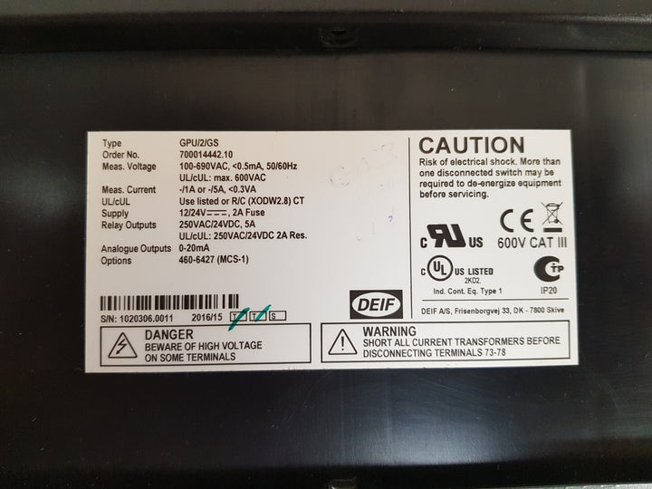 deif gpu/2/gs generator paralleling controller