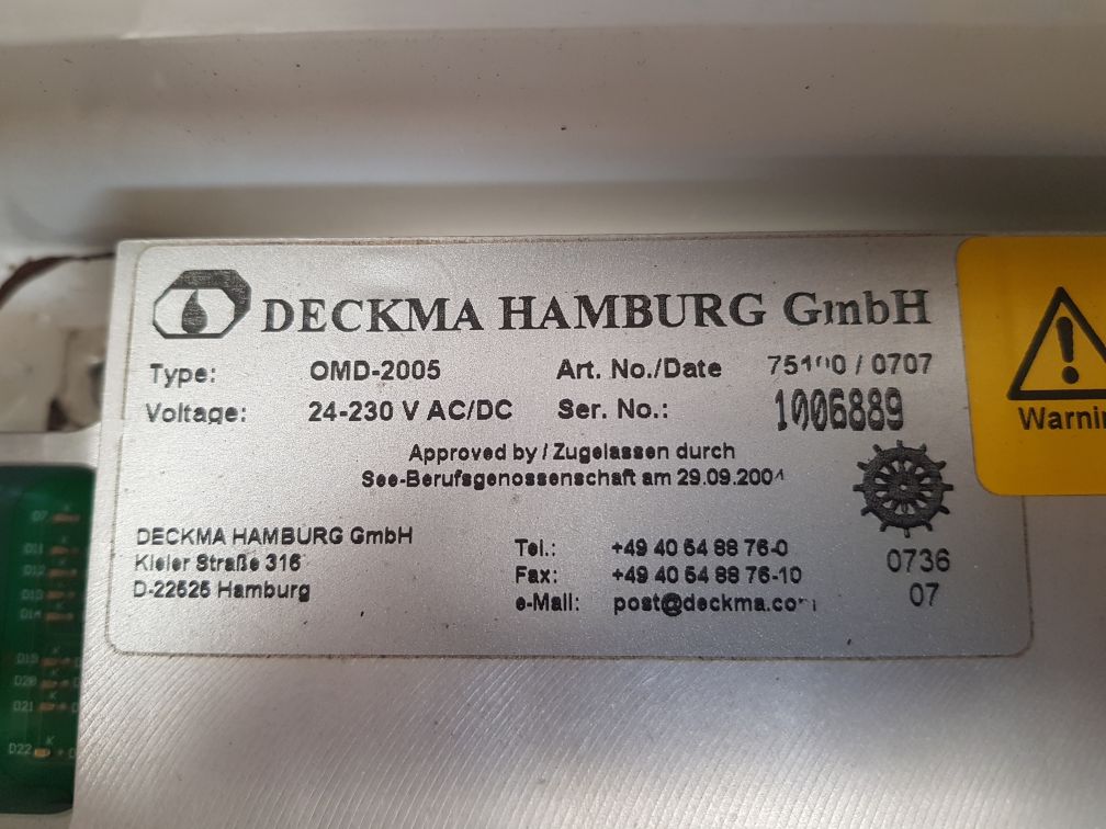 Deckma omd-2005 bilge alarm monitor oil content meter