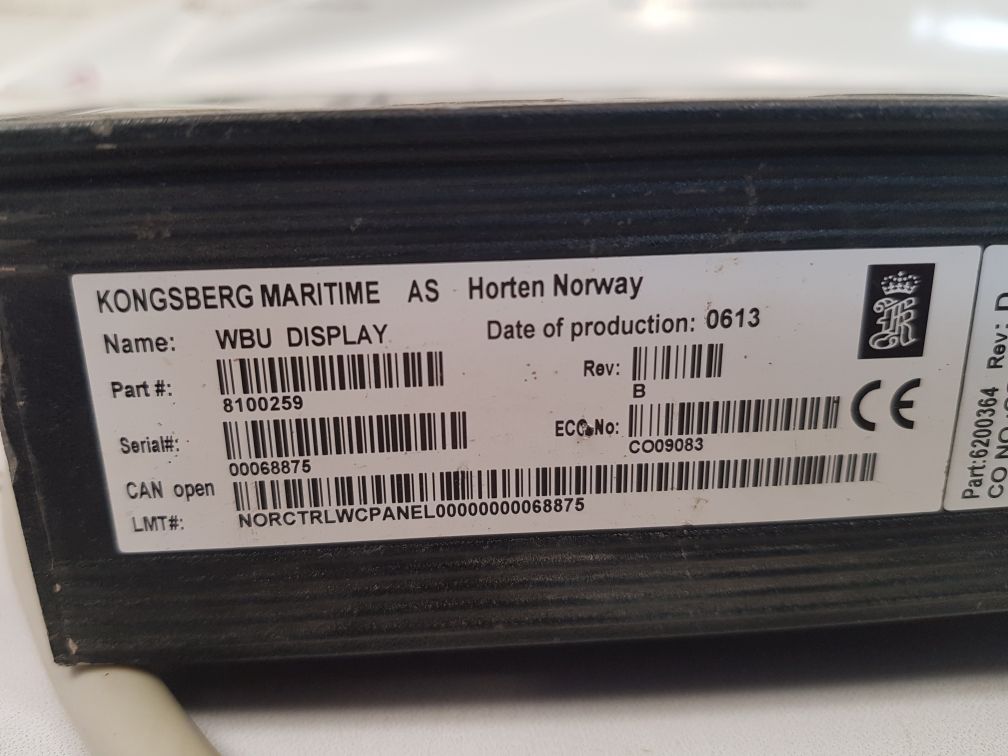 Kongsberg 8100259 wbu display watch bridge unit 