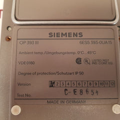 Siemens 6es5 393-0ua15 operator panel