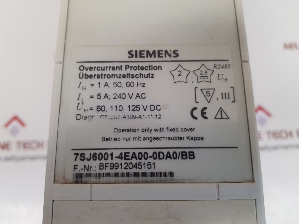 Siemens 7sj6001-4ea00-0da0/bb relay used