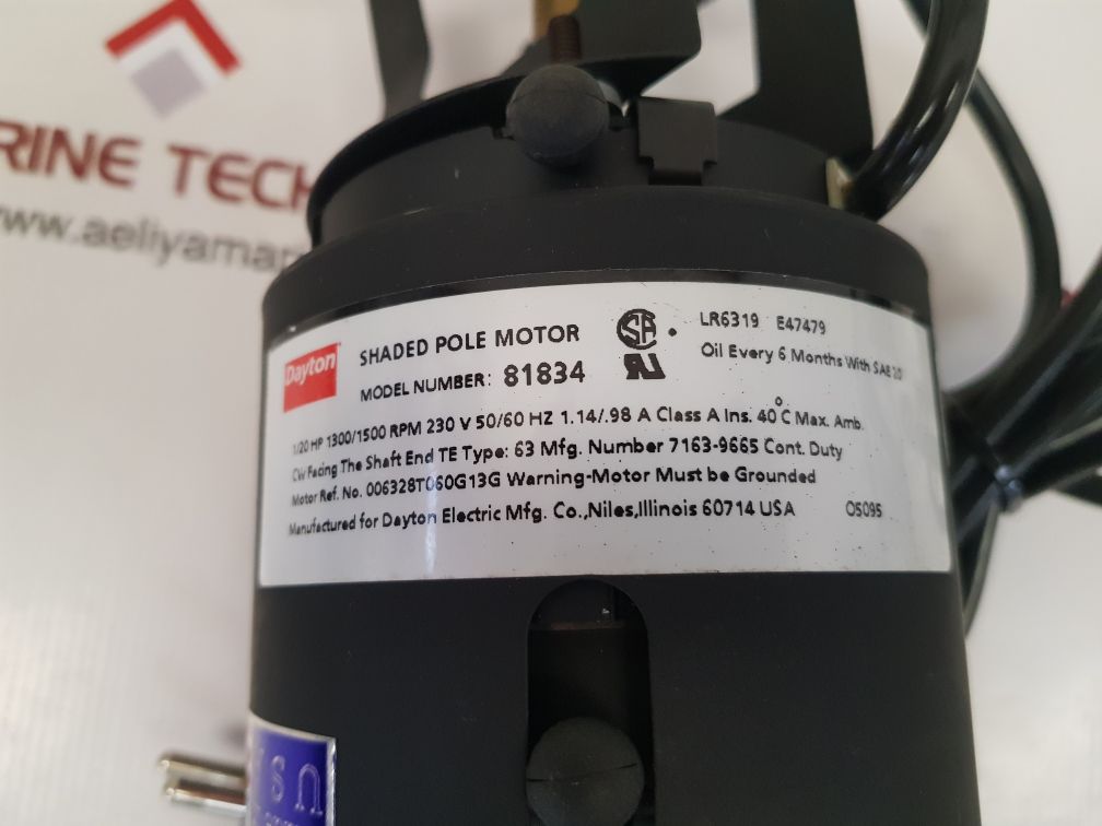 Dayton 81834 duty motor 1/20hp 1300/1500 rpm