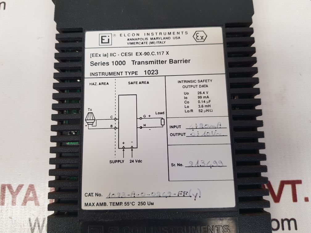 Elcon series 1000 isolated barrier transmitter 1023-a-0-0242-ff(y)