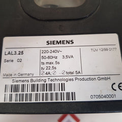 Siemens lal3.25 flame oil burner controller used