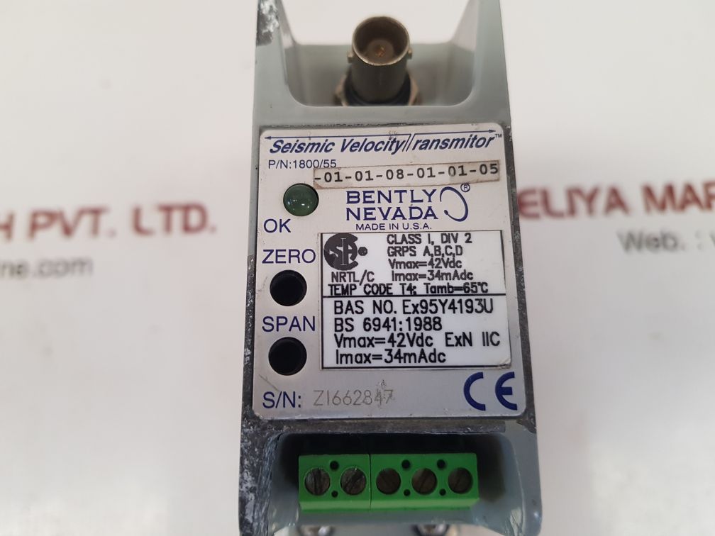 Bently nevada 1800/55 seismic velocity transmitor