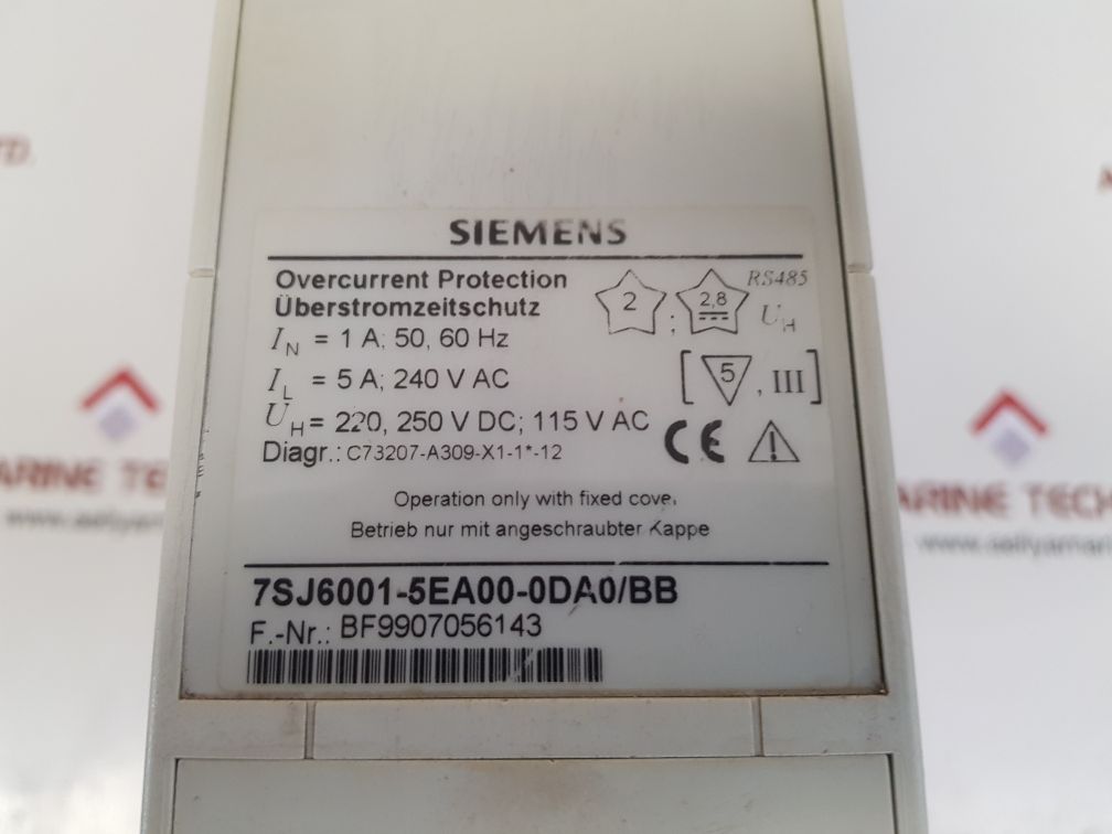 Siemens 7sj6001-5ea00-0da0/bb overcurrent protection