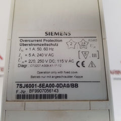 Siemens 7sj6001-5ea00-0da0/bb overcurrent protection