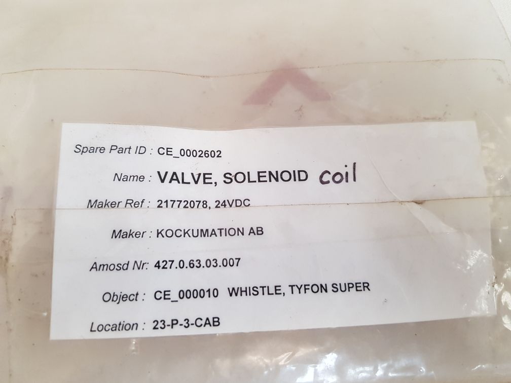 Kockum sonics 24 vdc solenoid coil 