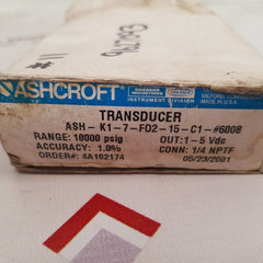Ashcroft ash-k1-7-f02-15-c1 transducer 10000 psig 