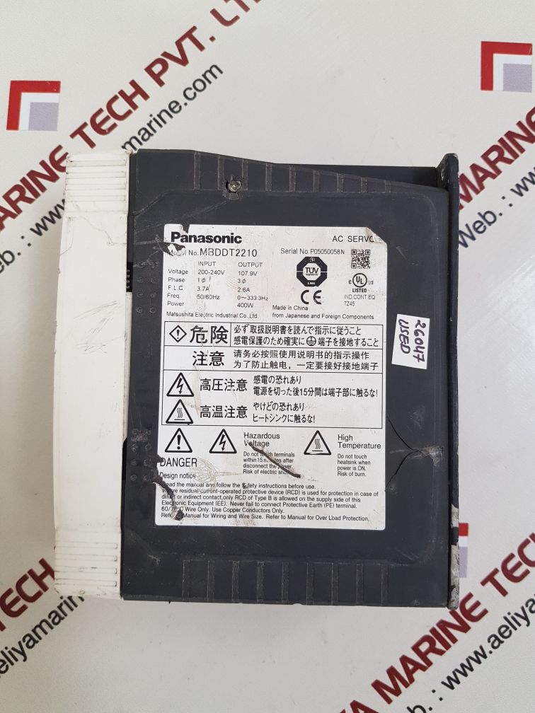 Panasonic mbddt2210 ac servo driver 200-240v
