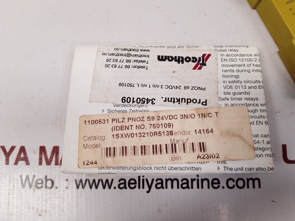Pilz pnoz s9 24vdc 3n/o 1n/ct safety relay
