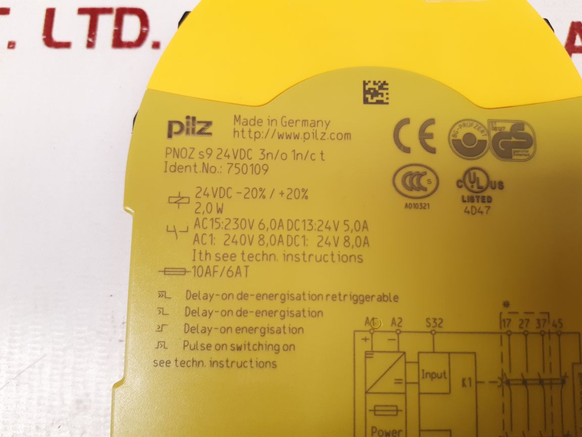 Pilz pnoz s9 24vdc 3n/o 1n/ct safety relay