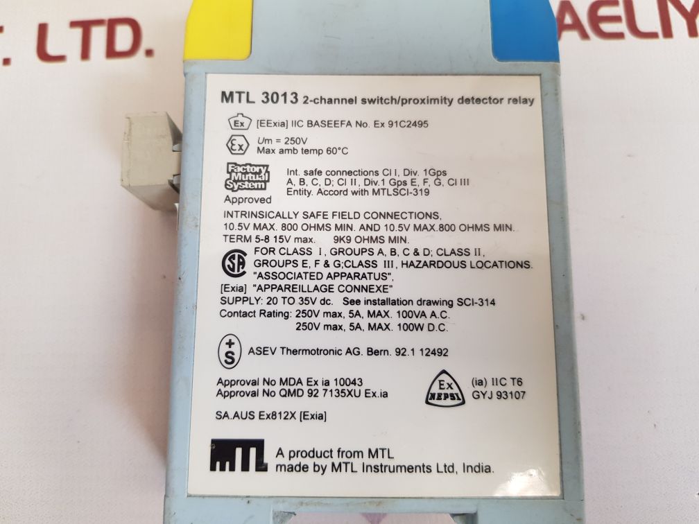 Mtl instruments mtl3013 proximity detector relay