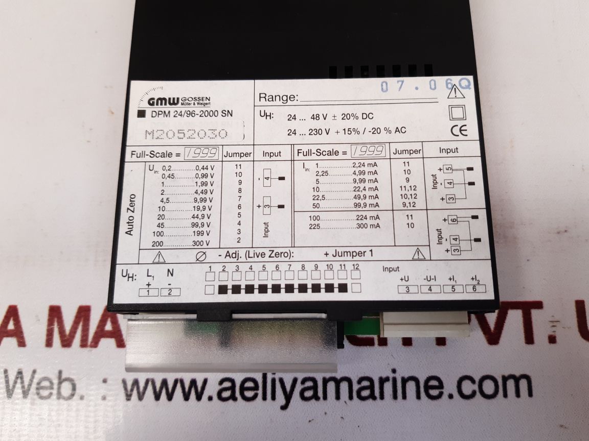 Gossen muller & weigert dpm 24/96-2000 sn operating digital panel meter