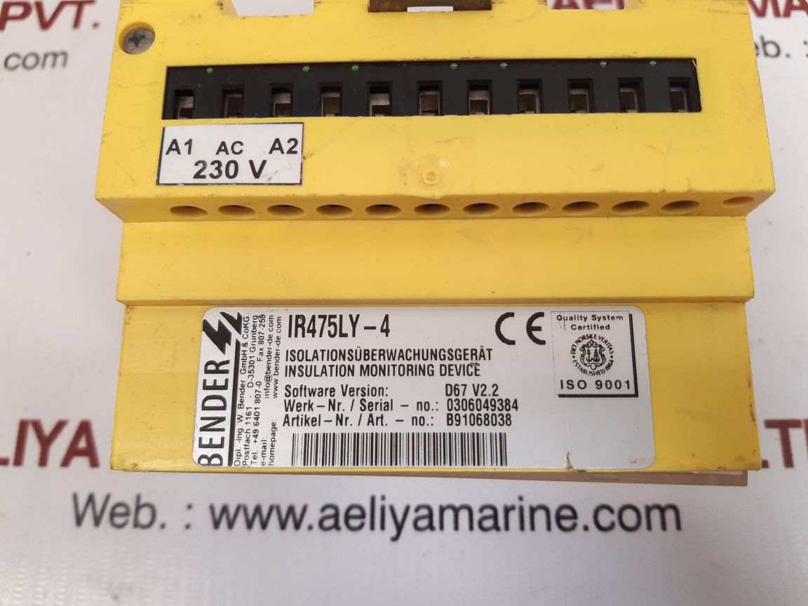 Bender ir475ly-4 ground fault monitor b91068038