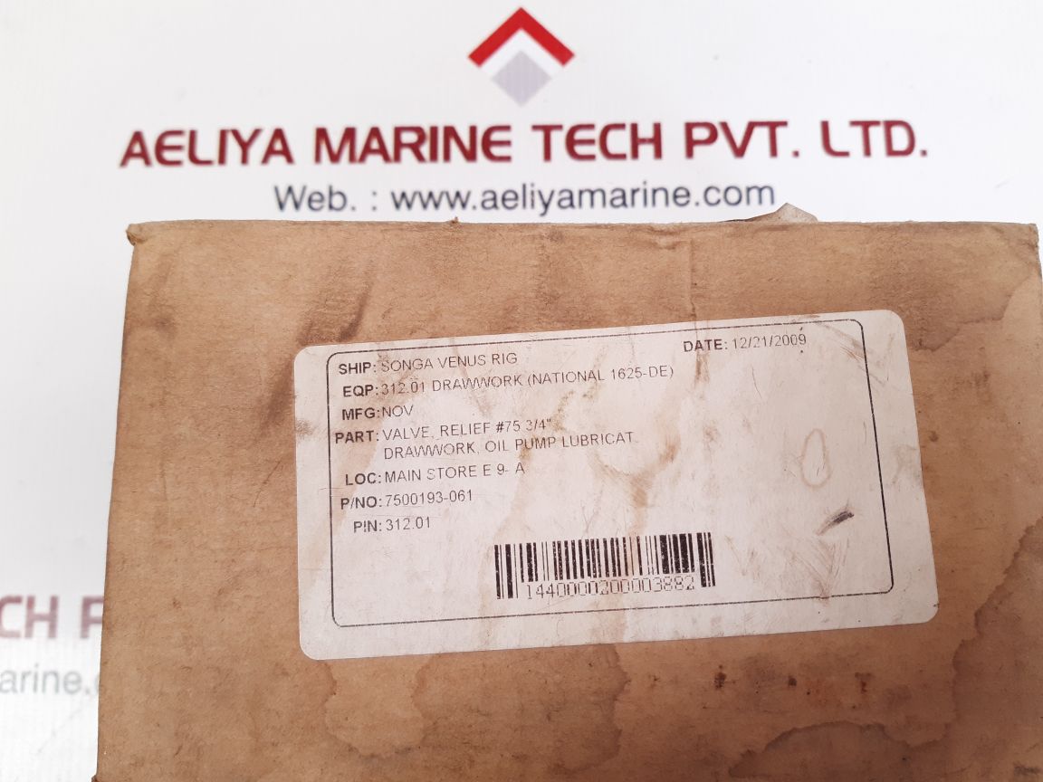 Nov 7500193-061 relief valve 