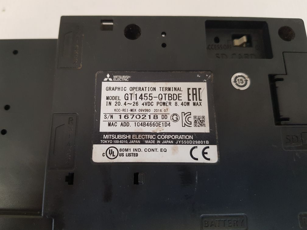 Mitsubishi gt1455-qtbde graphic operation terminal