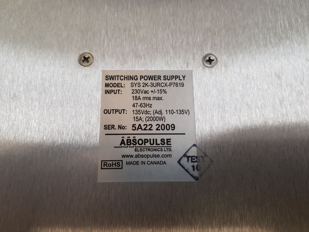 Absopulse electronics sys 2k-3urcx-p7619 switching power supply