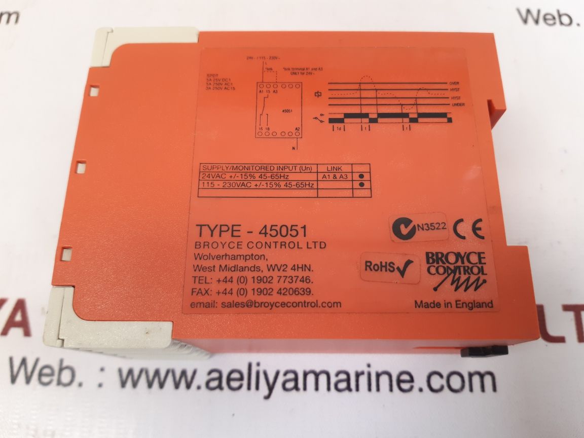 Broyce control 45051 voltage monitoring relay