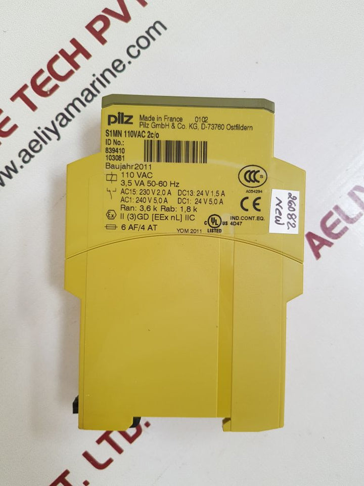 Pilz s1mn 110vac 2c/o relay 839410103081
