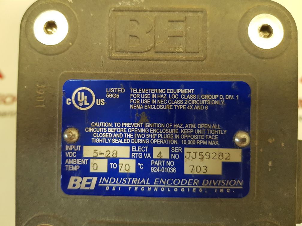 Bei technologies 01036-703 encoder h38d-12x12nb-s3r-cw-sc-ul-s