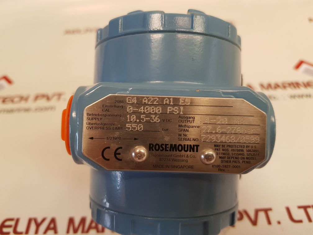 Rosemount 2088g4a22a1e5 gage pressure transmitter 0-4000 psi