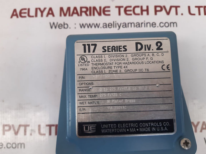 United electric b117-120 pressure switch