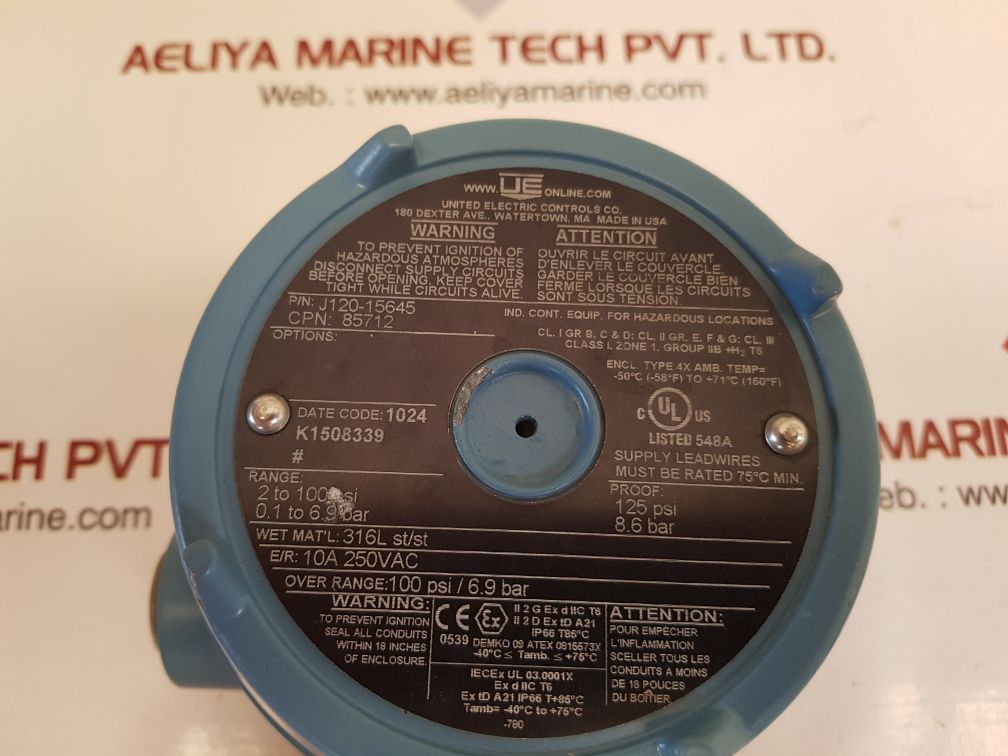 United electric controls j120-15645 pressure and differential switches