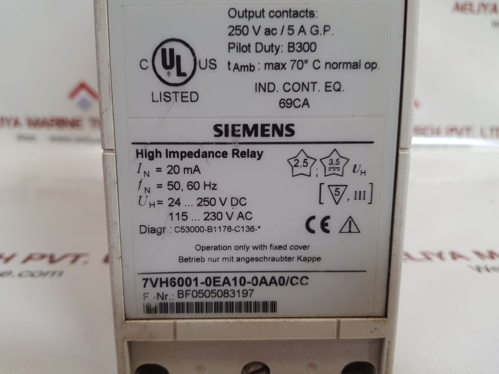 Siemens 7vh6001-0ea10-0aa0/cc relay 