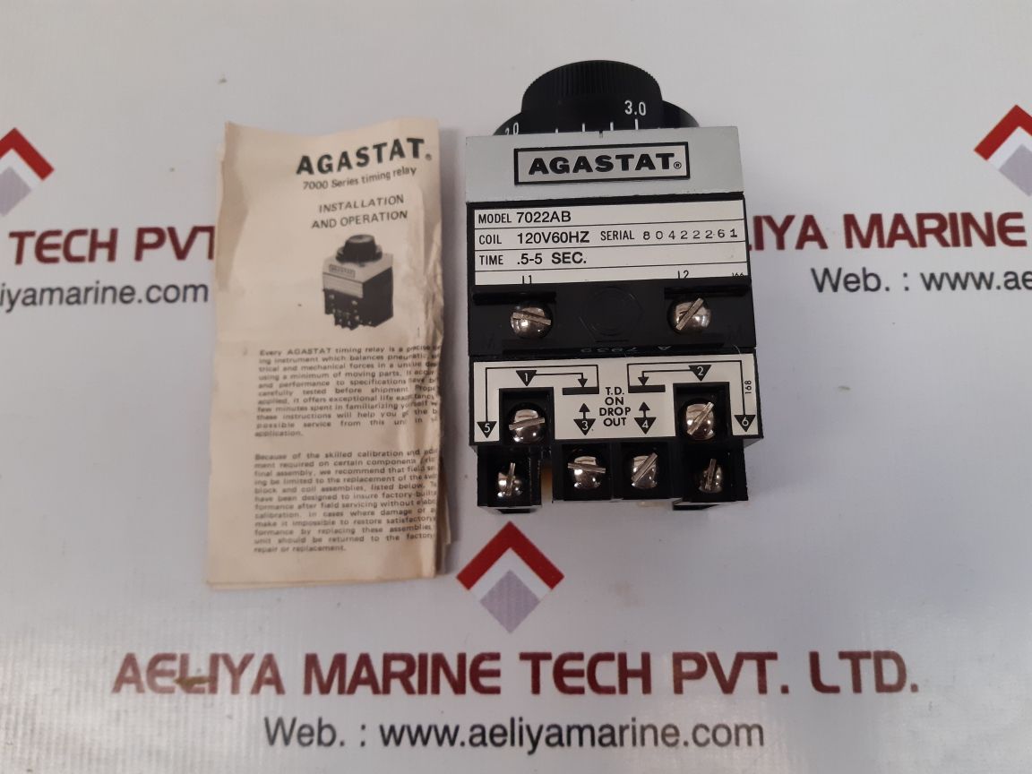 Agastat 7022ab time delay relay .5 to 5.0 seconds