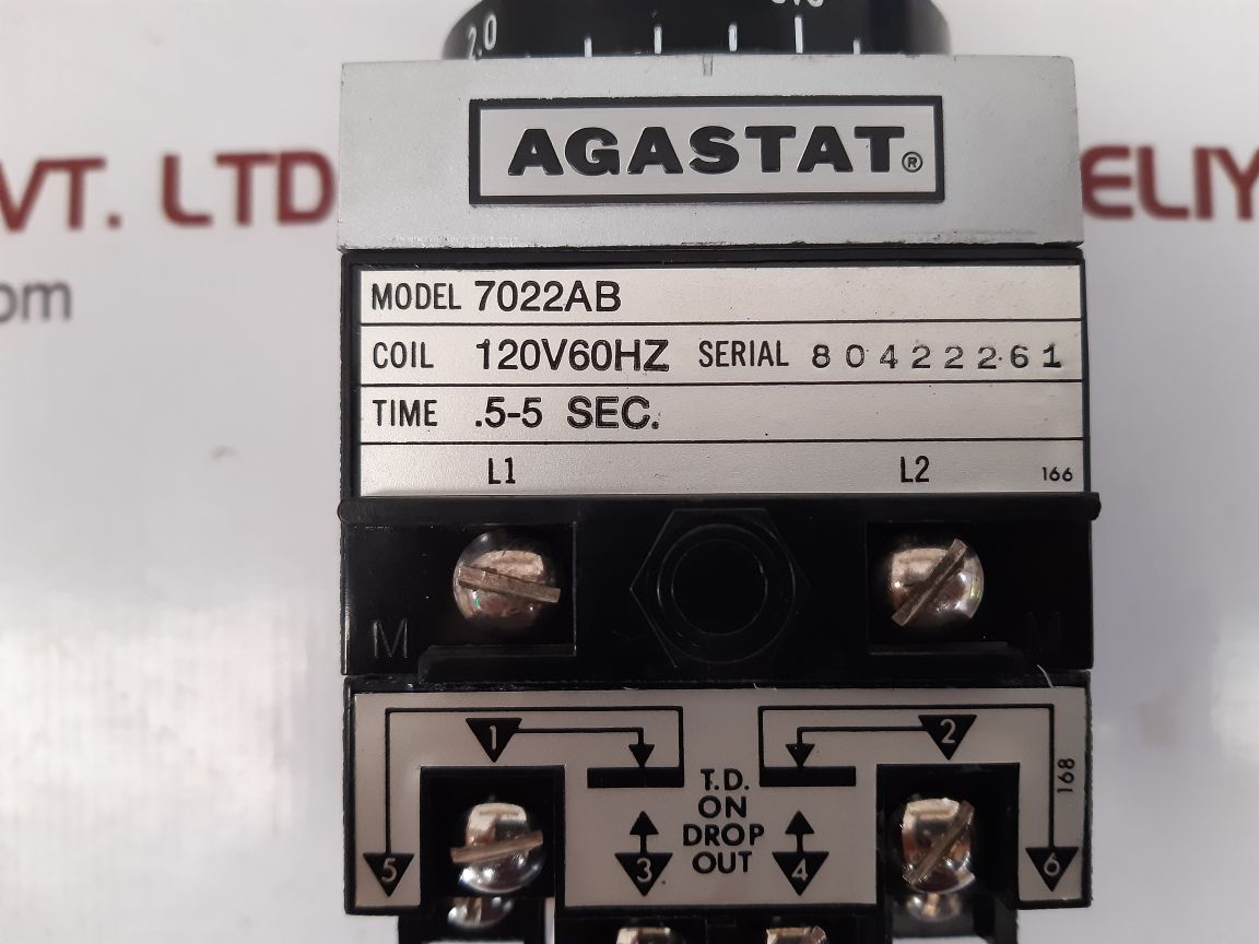 Agastat 7022ab time delay relay .5 to 5.0 seconds