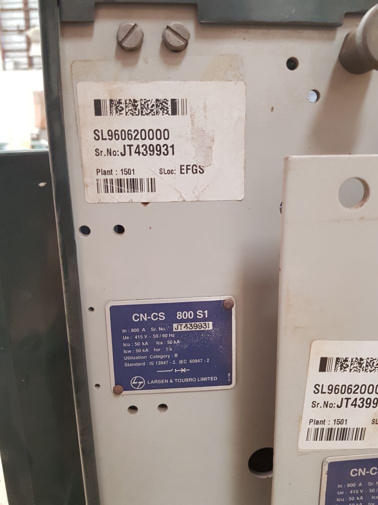 Larsen & toubro cn-cs 800 s1 circuit breaker Used 