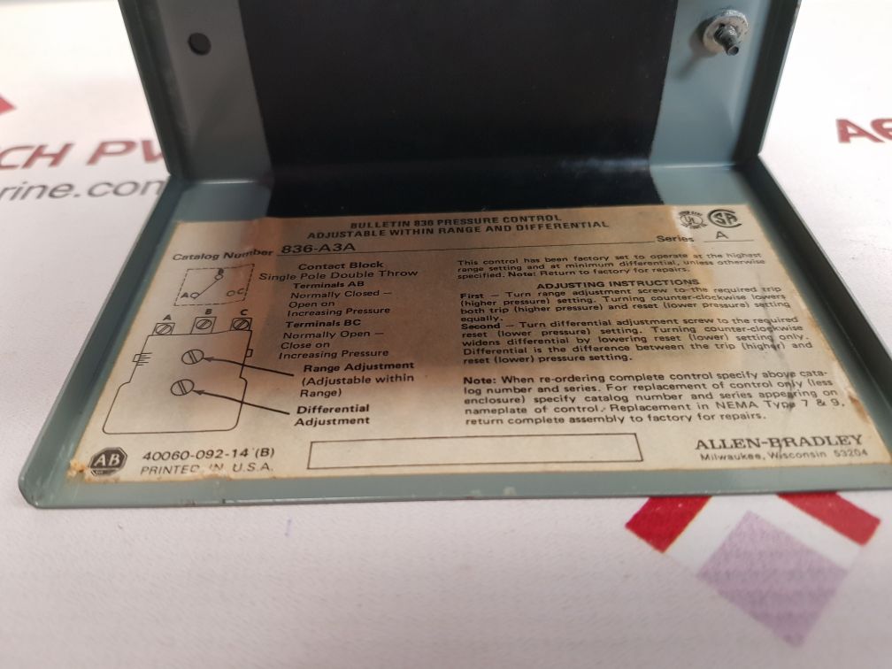 Allen-bradley 836-c7 pressure control