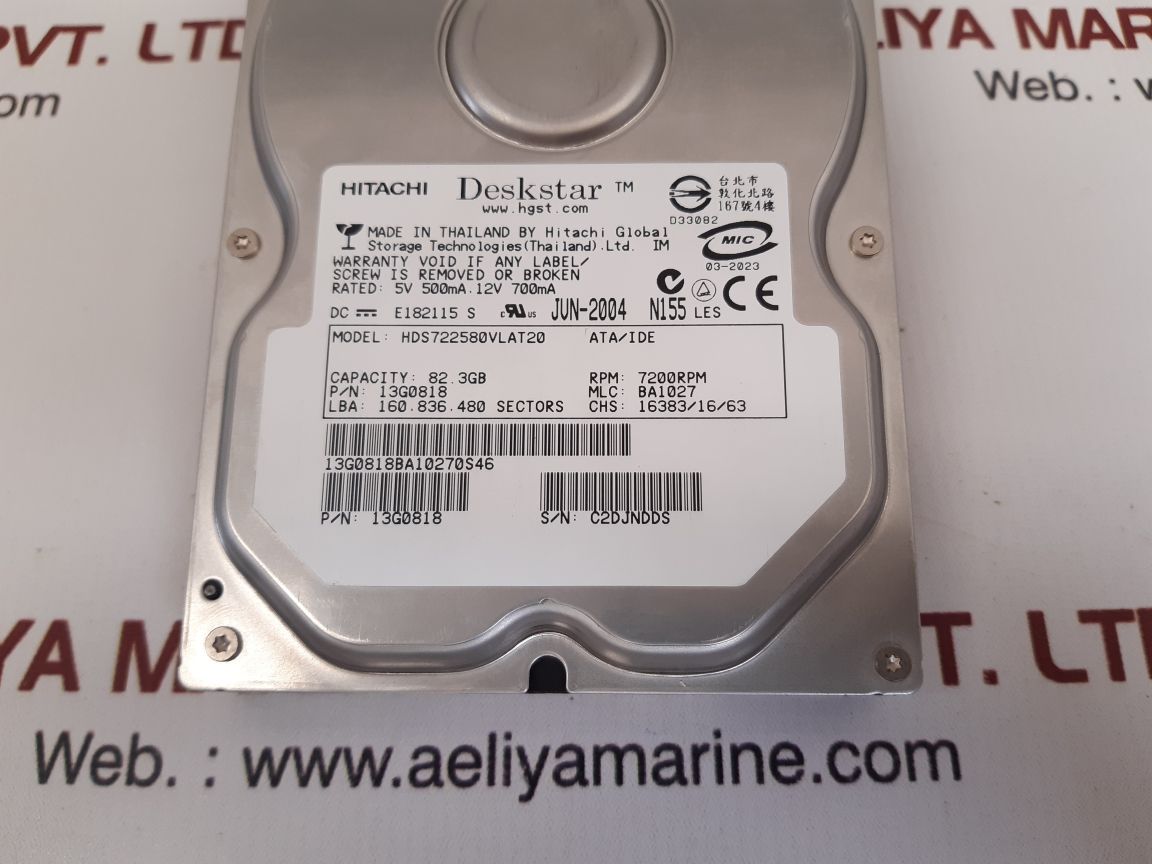 Hitachi deskstar hds722580vlat20 dard disc drive 82.3gb