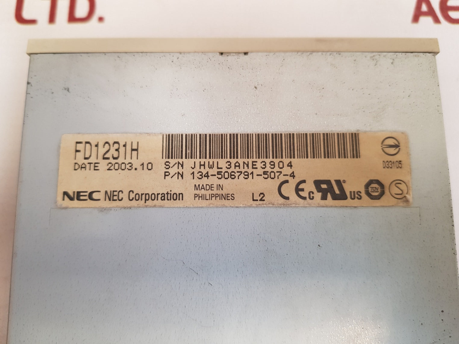 Nec fd1231h internal internal floppy drive 134-506791-507-4