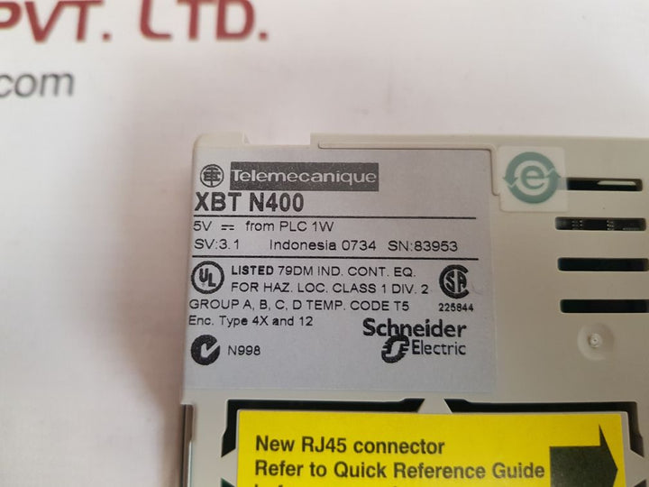 Telemecanique xbt n400 display unit with w41681011 0111 and xbtzn999