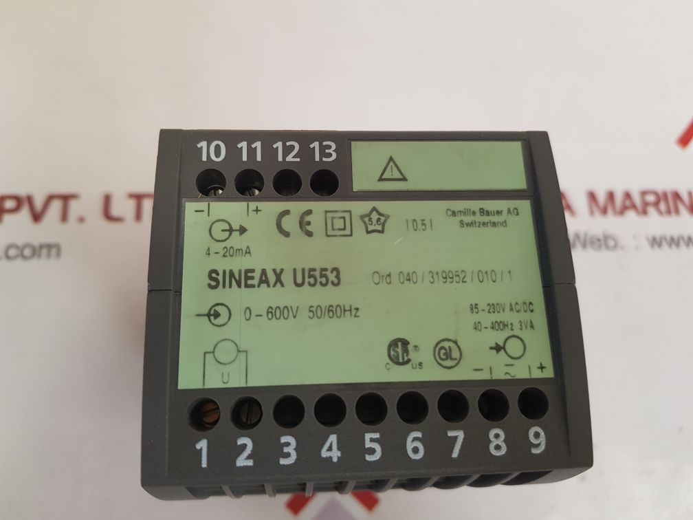 Camille bauer sineax u553 voltage transducer 0-600v 50/60hz